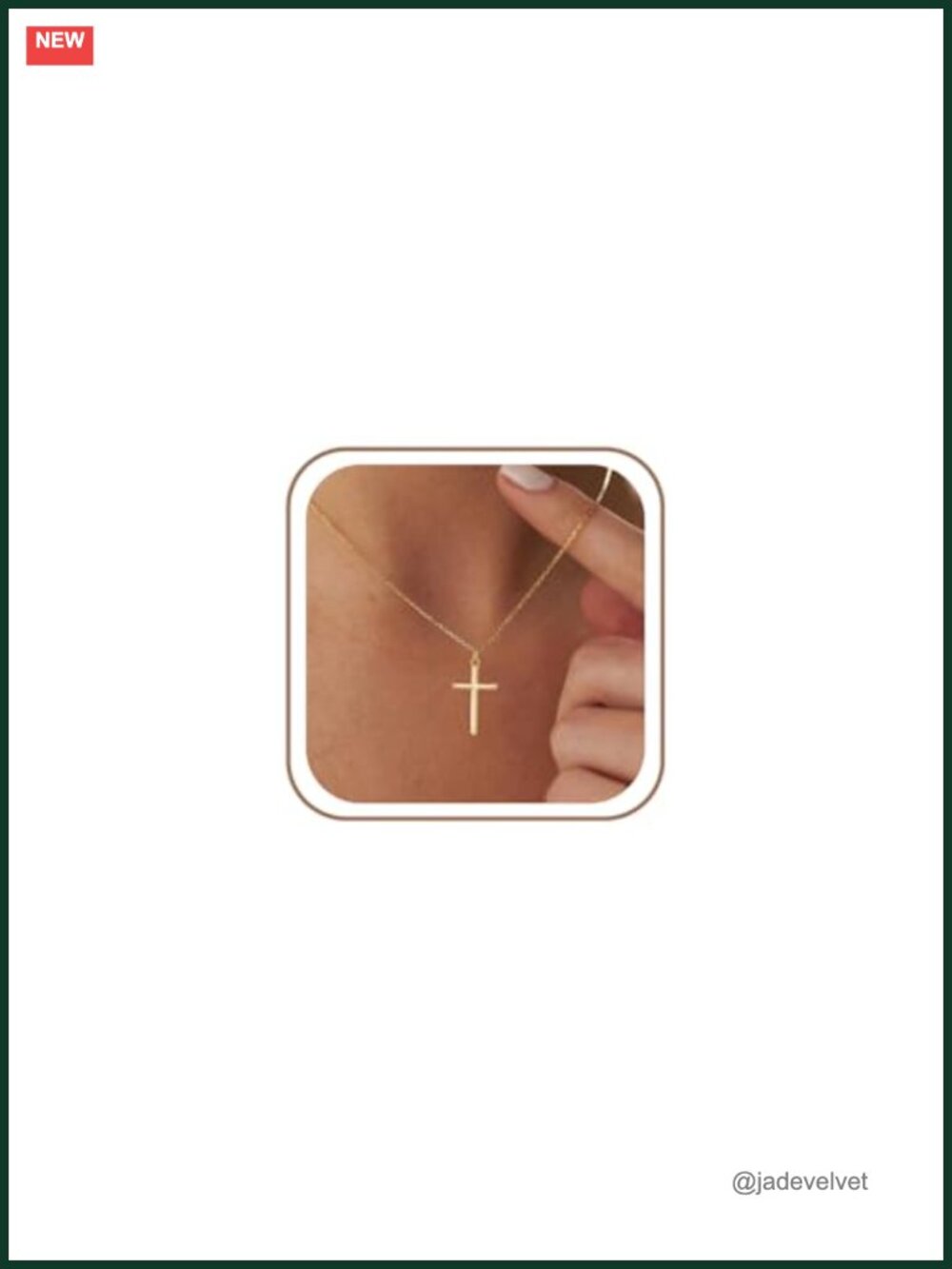 14k Gold Plated Cross Necklace 16.5in Cable Chain Pendant